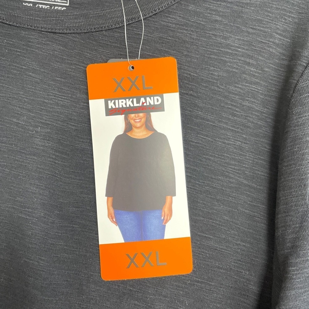 NEW Kirkland Signature Women's Size XXL Black 3/4 Sleeve Boatneck Slub Tee - Picture 8 of 10